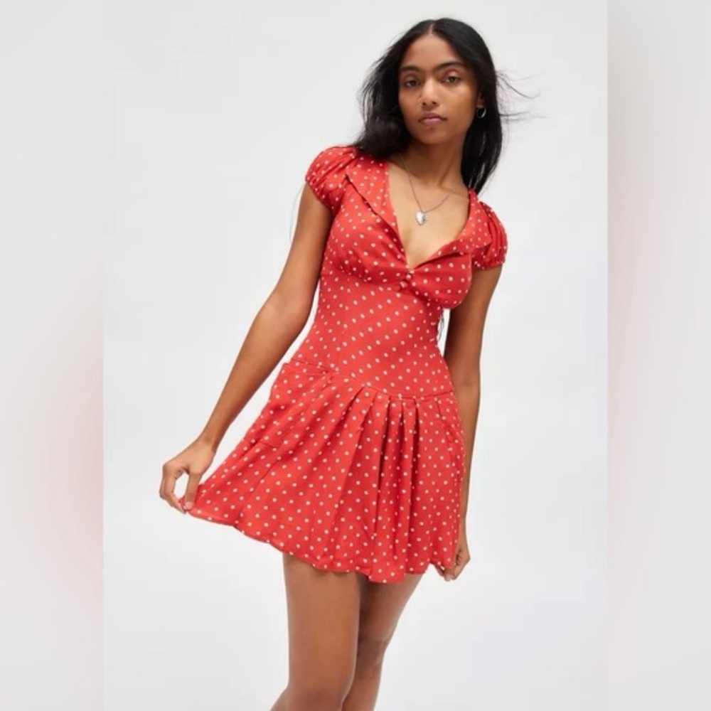 Urban Outfitters Kimchi Blue Red Polka Dot Dress